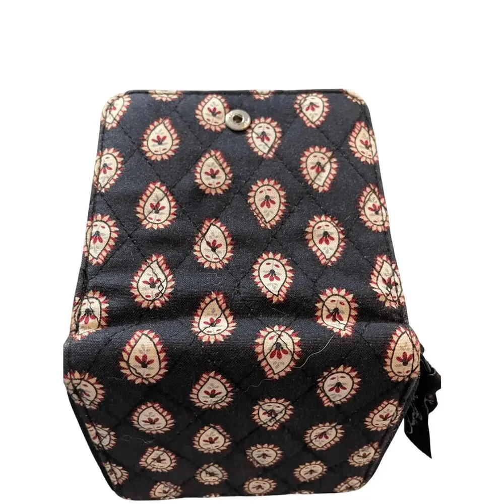 Vera Bradley CLASSIC BLACK Mini Zip Wallet Bifold Snap Close Change Purse - Picture 8 of 8